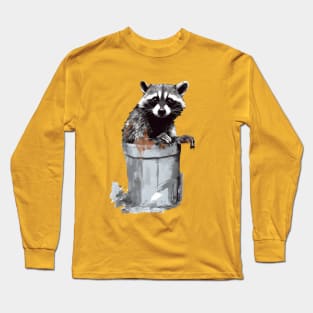 Cute Raccoon in a trash bin, trash panda Long Sleeve T-Shirt